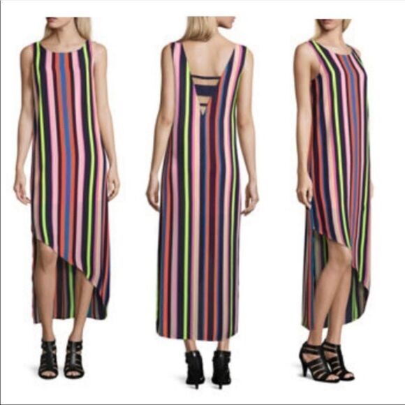 Project Runway Striped Maxi Dress- Asymmetrical -Size XXL - Picture 1 of 13